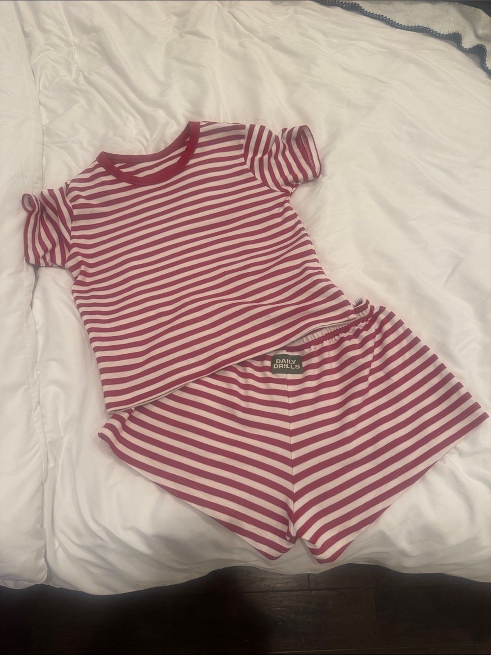 Daily Drills Red and White Striped Baby Tee & Mini Short Set
